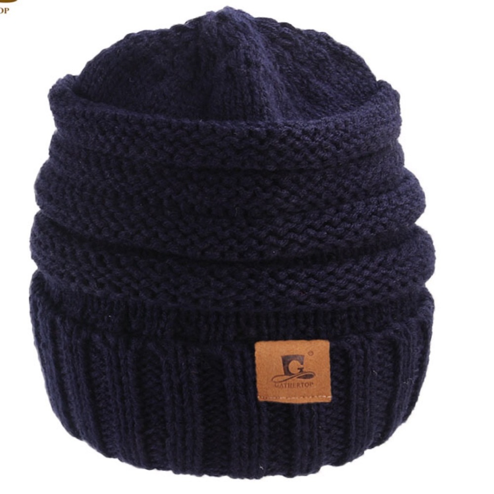 Soft chunky knit slouchy beanie- Navy